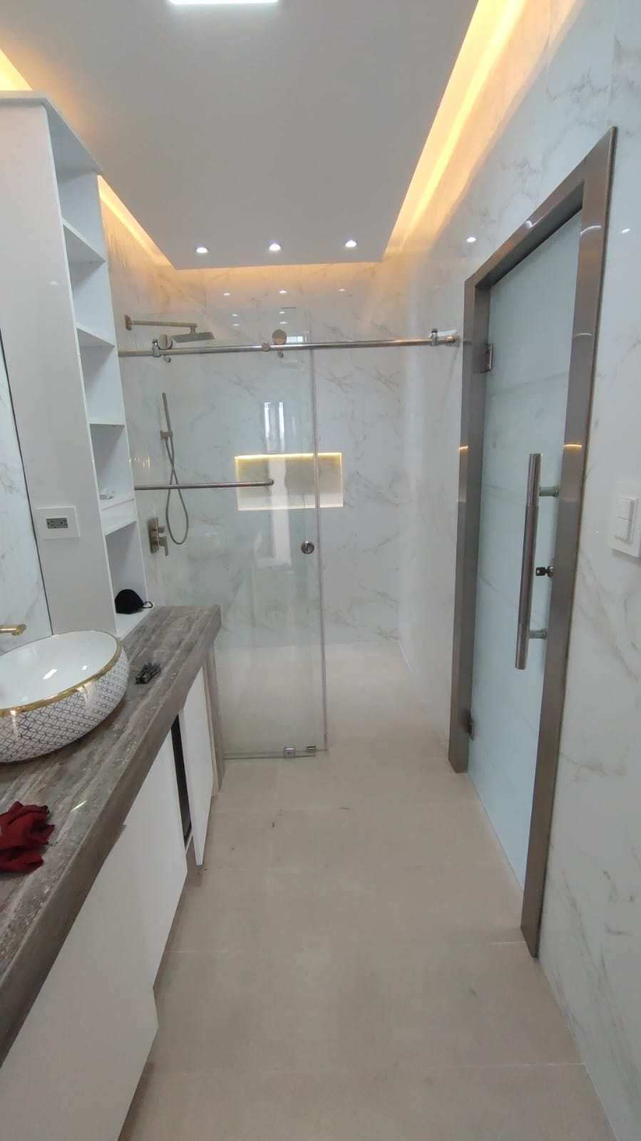 Cortina de baño en acero inoxidable